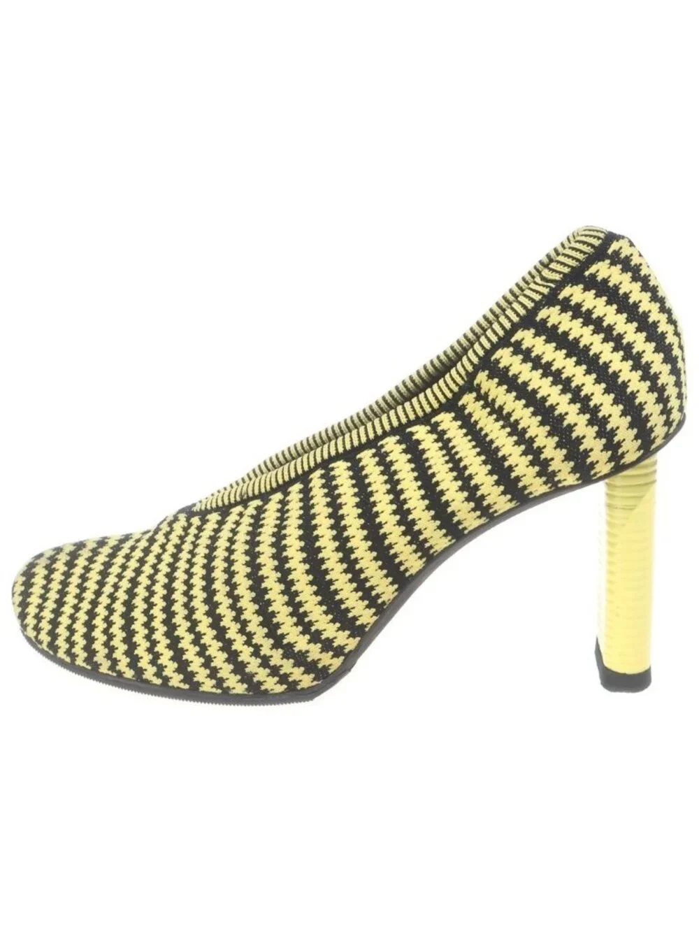 Celine Heels Knit Pumps Striped Yellow Black